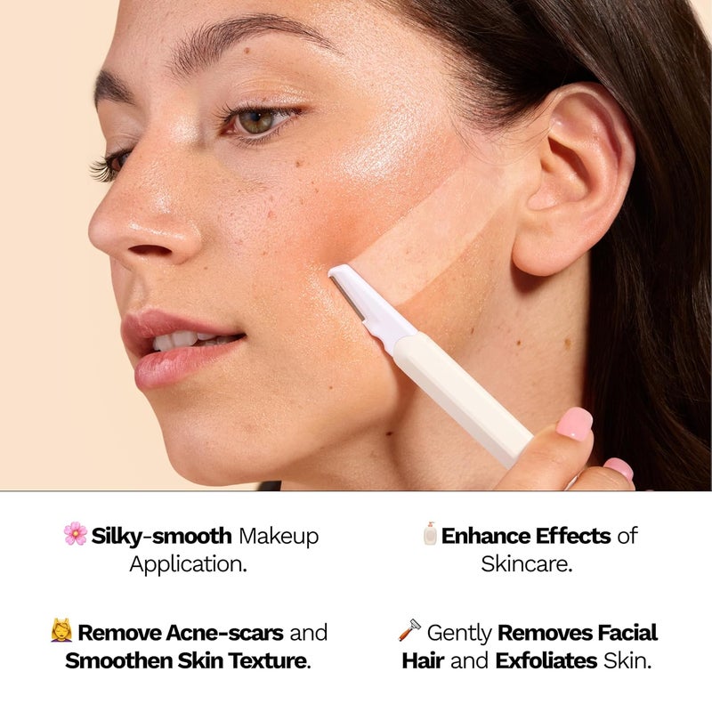 Jill Dermaplane Starter Kit for Women in Cream – Facial Razor & Exfoliating Blade Set with Pre-Shave Magic Wipe, Gentle Skin Cleanser, Glow Moisturizer & 2 Disposable Dermaplane Blades - Image 2